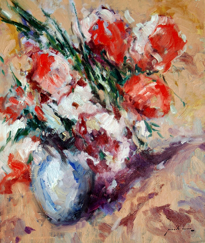 Red Flowers Vase (21.5x18)